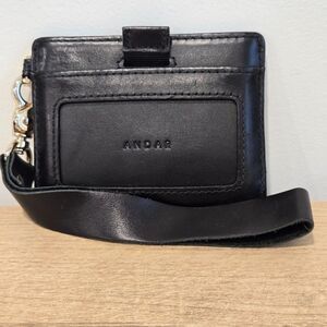 Andar The Denner Wristlet Leather Wallet Black ID Card Pull Minimalist RFID NEW